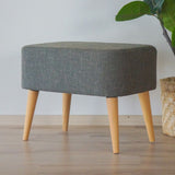 Minimal Rectangular Ottoman Stool | Black Fabric with Wooden Legs | Theom Living