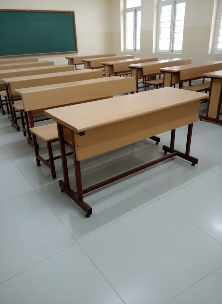 Dual Seater Classroom Desk & Bench | Institutional School Furniture | SRK Modular Furniture