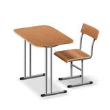 Single Seater Classroom Desk & Chair | Chrome Metal Frame with Wooden Top | SRK Modular Furniture