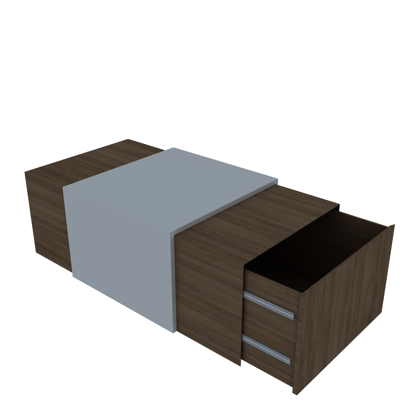 SRK Modular Furniture Modern Coffee Table with Drawers in Walnut