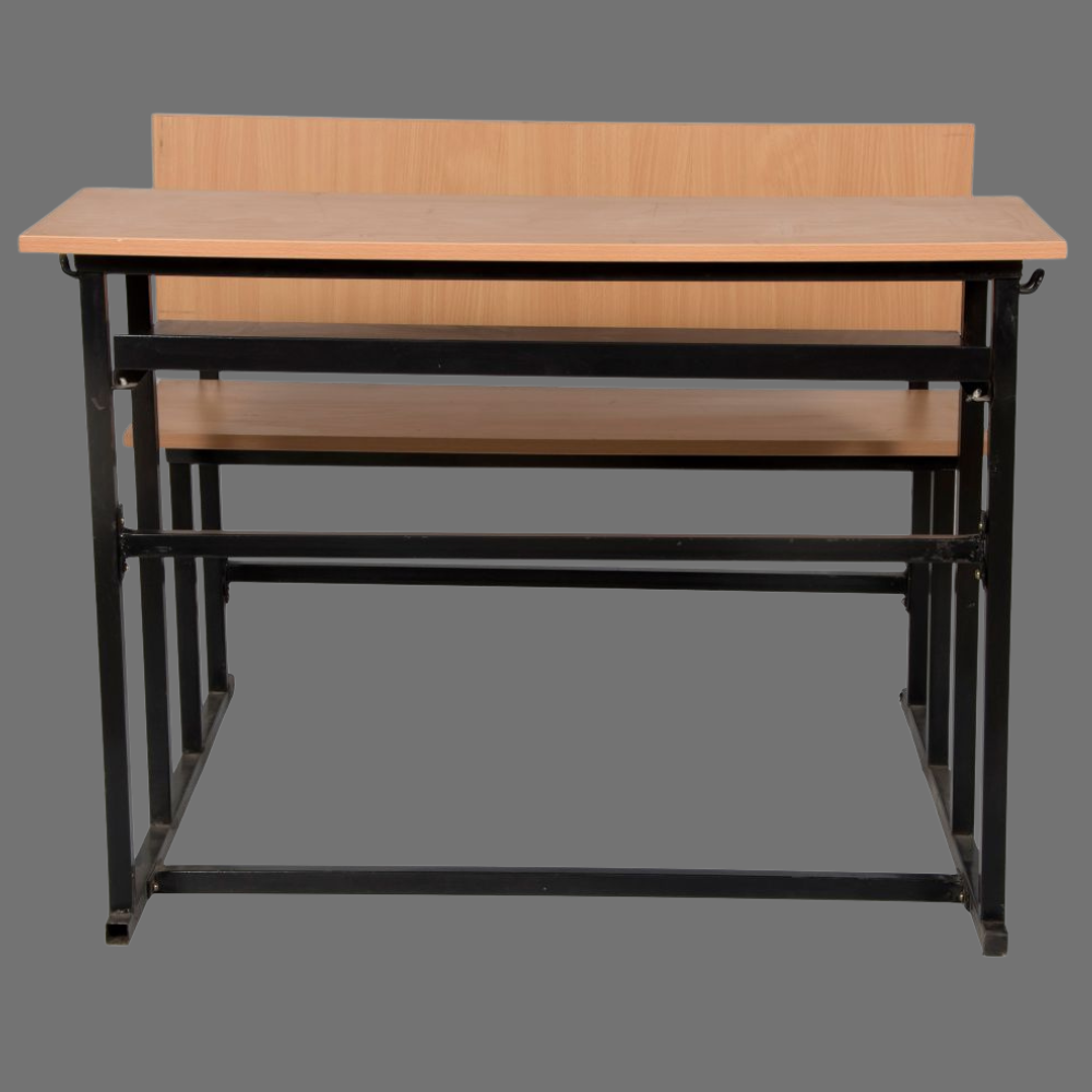 Student Chair & Dual Desk in Metal Frame Wooden To For School Student