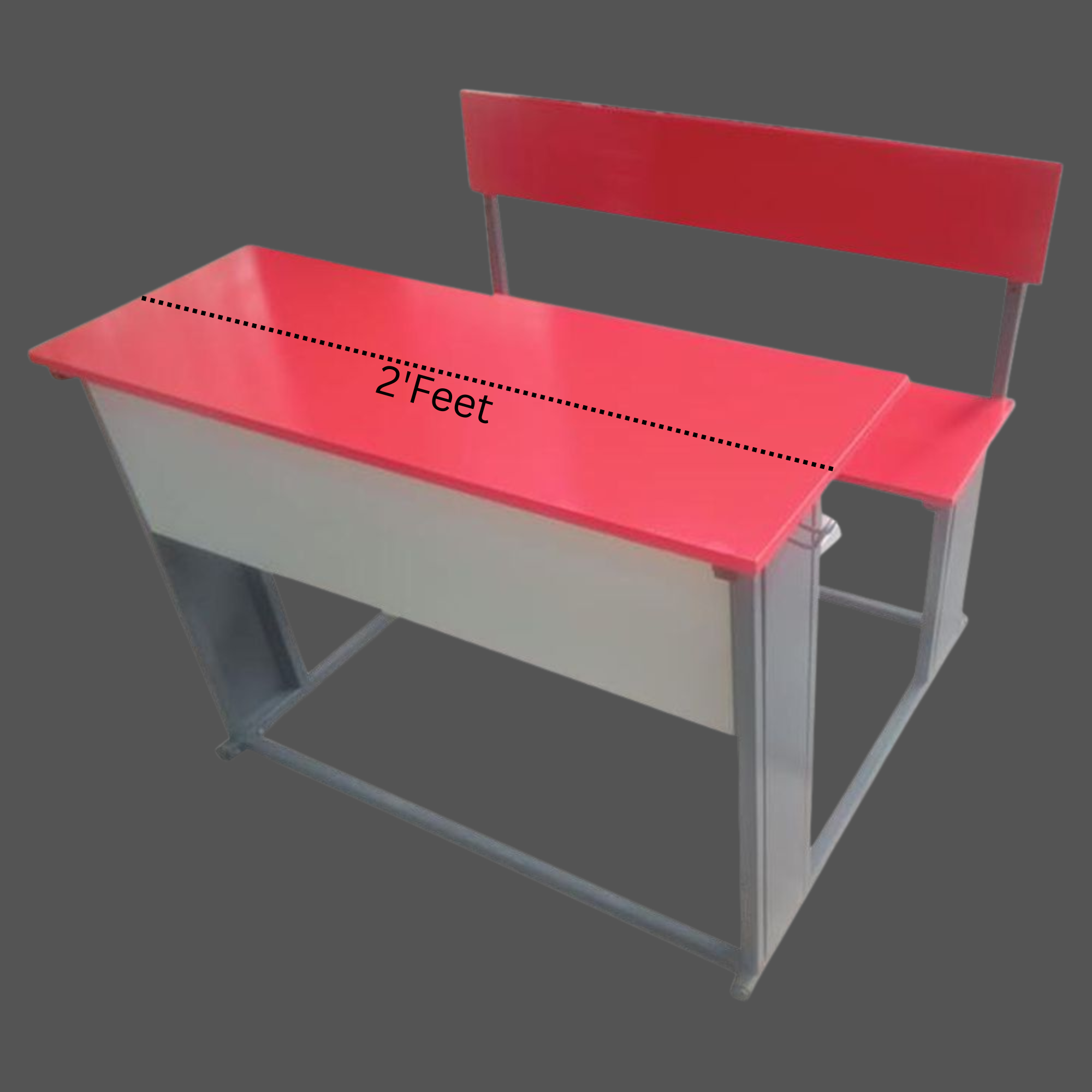 Dual Desk For School Students In Metal Frame Wooden Top