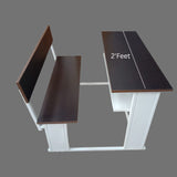 Dual Desk For School Students In Metal Frame Wooden Top