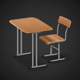 Single Seater Classroom Desk & Chair | Chrome Metal Frame with Wooden Top | SRK Modular Furniture