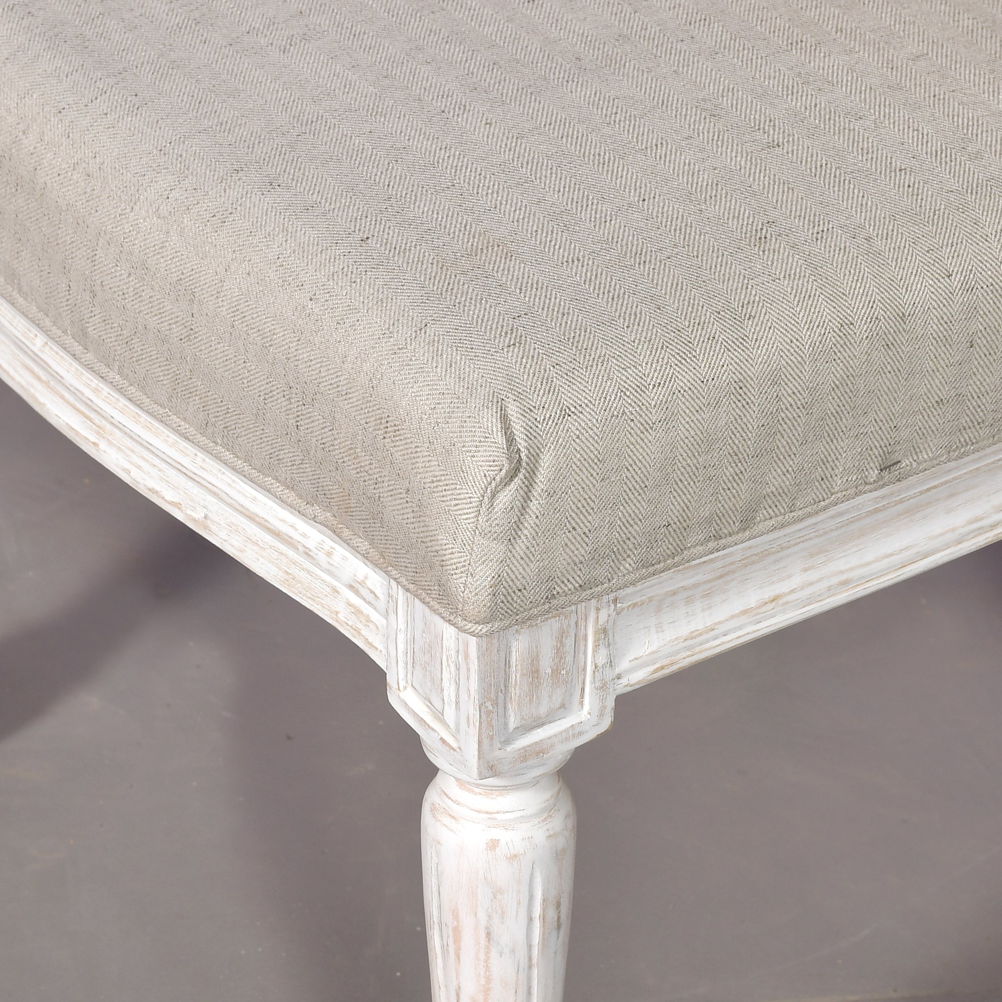 Elegant Oval Cane Back Chair  Antique White Finish