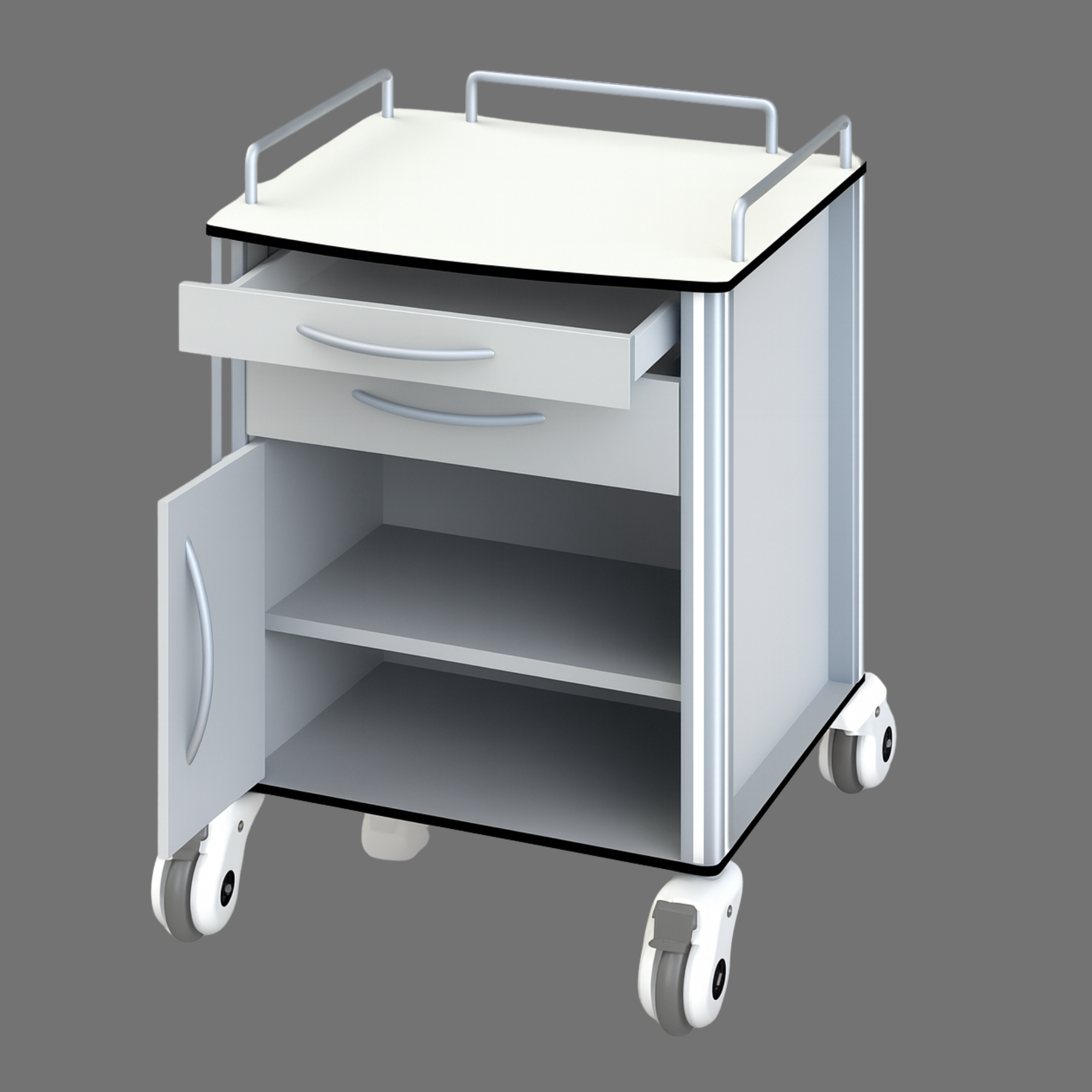 Hospital Bedside Cabinet with Wheels | Medical Storage Trolley | SRK Modular Furniture