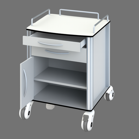 Hospital Bedside Cabinet with Wheels | Medical Storage Trolley | SRK Modular Furniture