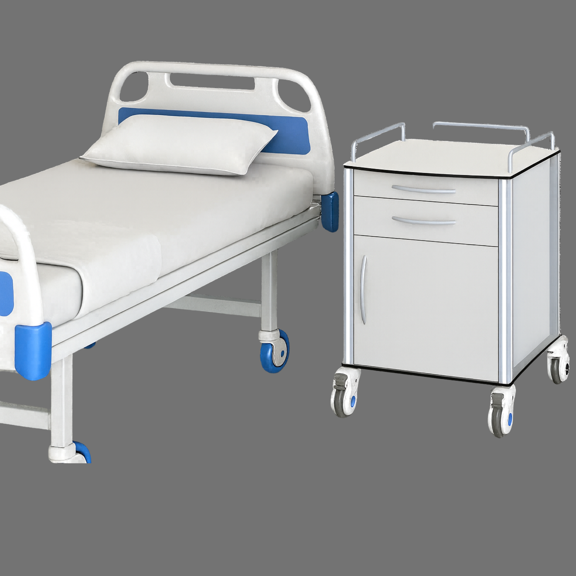 Hospital Bedside Cabinet with Wheels | Medical Storage Trolley | SRK Modular Furniture
