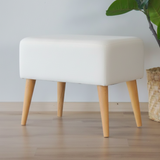 Minimal Rectangular Ottoman Stool | Black Fabric with Wooden Legs | Theom Living