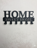 “Home Sweet Home” Wall Key Holder | 6-Hook Metal Key Organizer | Theom Living