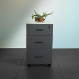 Mobile 3-Drawer Lockable Pedestal Cabinet with Wheels ā SRK Modular Furniture Co.