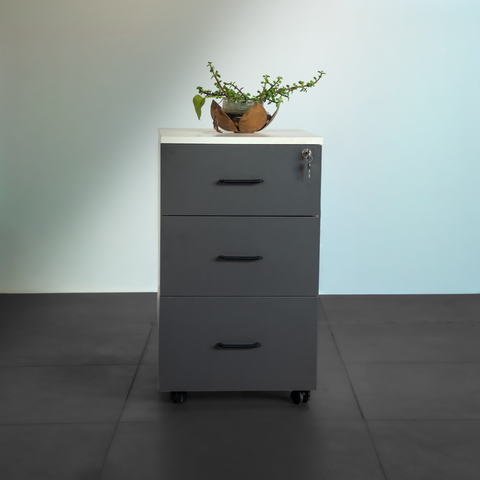 Mobile 3-Drawer Lockable Pedestal Cabinet with Wheels ā SRK Modular Furniture Co.