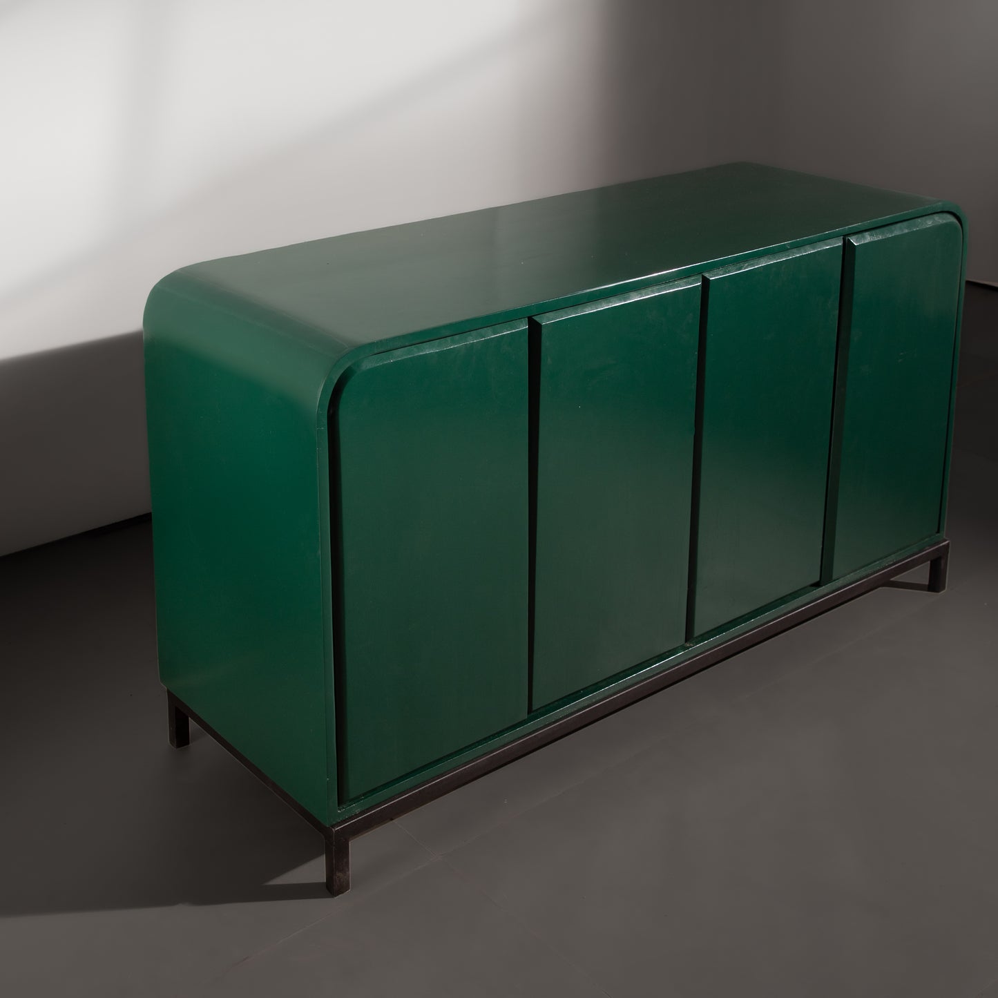 Modern Green Sideboard Cabinet – Solid Wood Storage Credenza with Metal Base for Living Room, Dining & Office