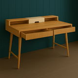 Mid-Century Ribbed Wooden Study Desk Collection