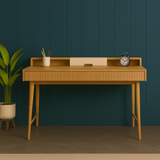Mid-Century Ribbed Wooden Study Desk Collection