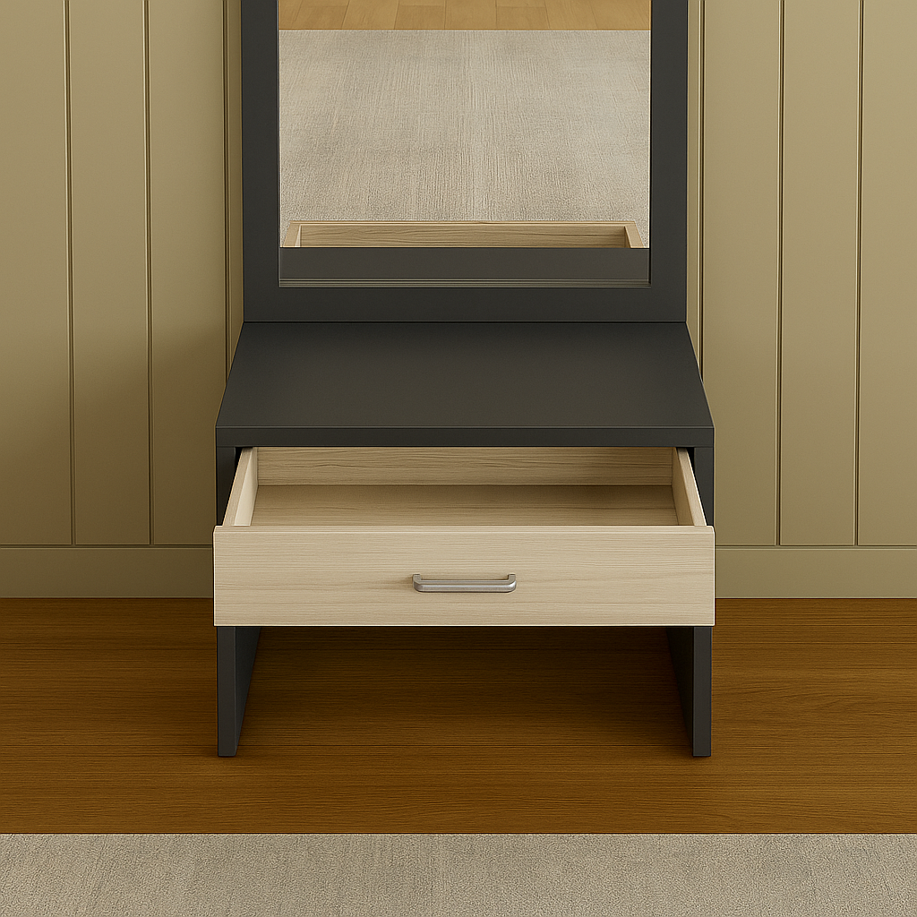 Arista Minimalist Wooden Dressing Table with Mirror