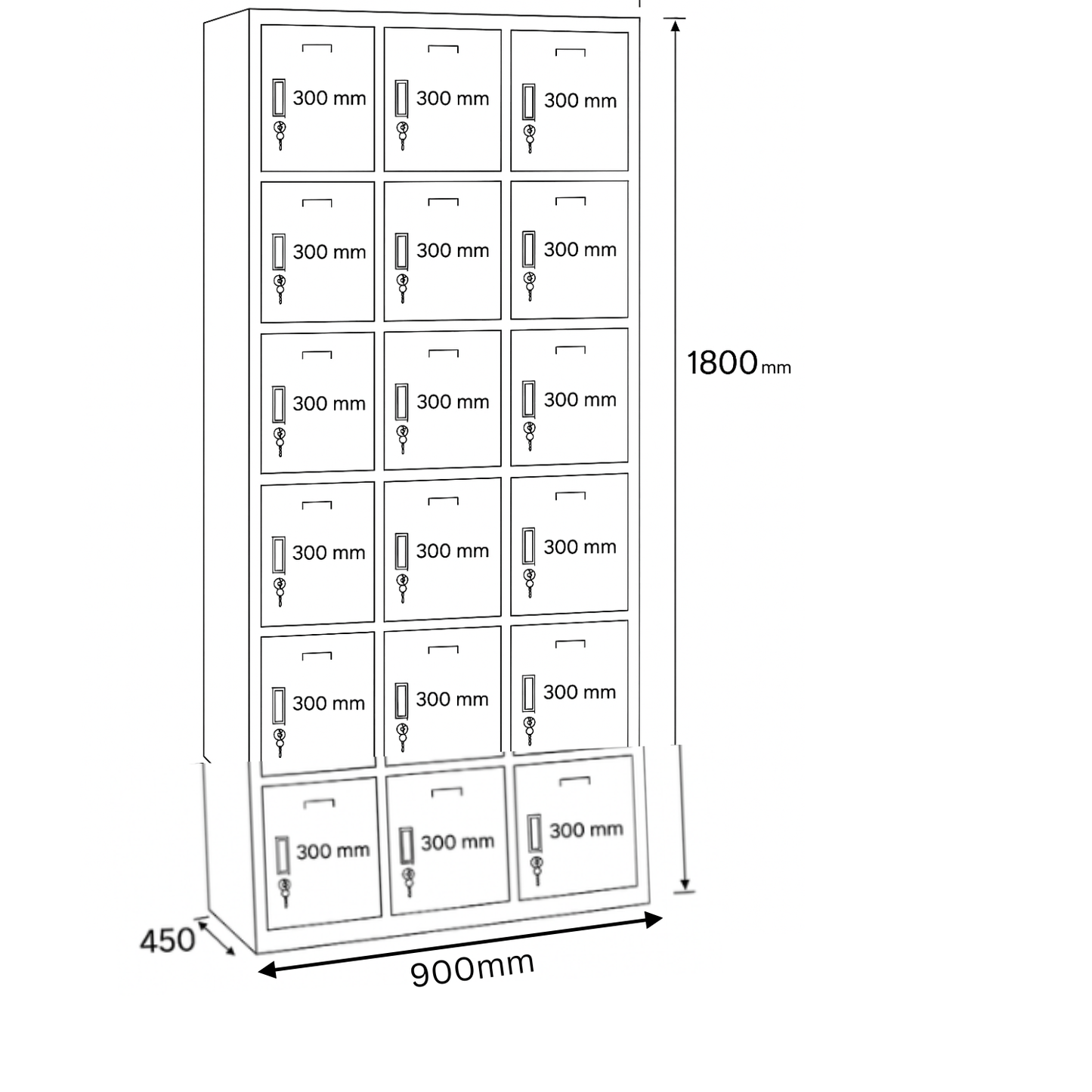 Industrial 18-Door Locker Cabinet | Heavy-Duty Steel Storage | SRK Steel Furniture