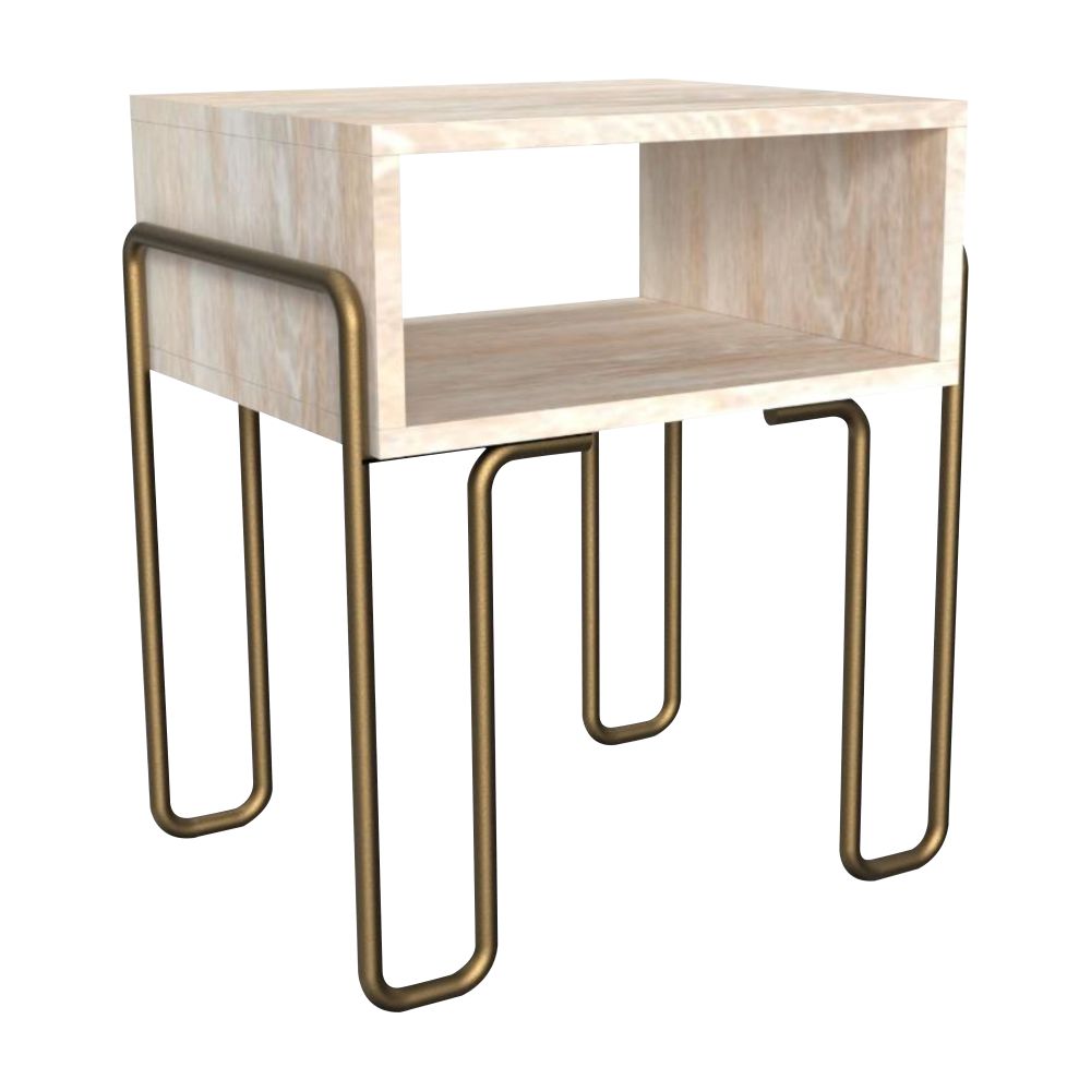Metal Frame wooden Shelves Side Table Nightstand Lamp Table