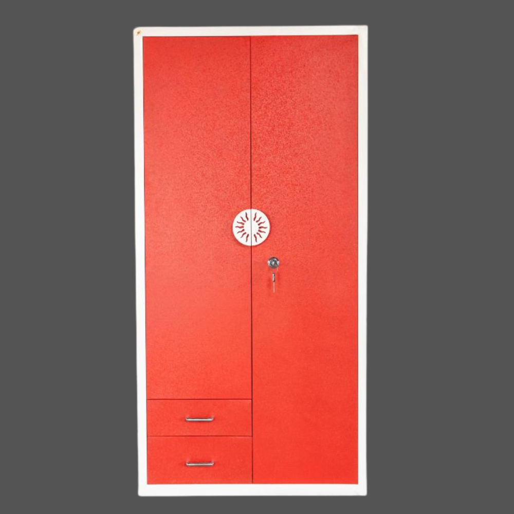 Industrial Metal Storage Locker | 2-Door Steel Almirah with Drawers | SRK Modular Furniture