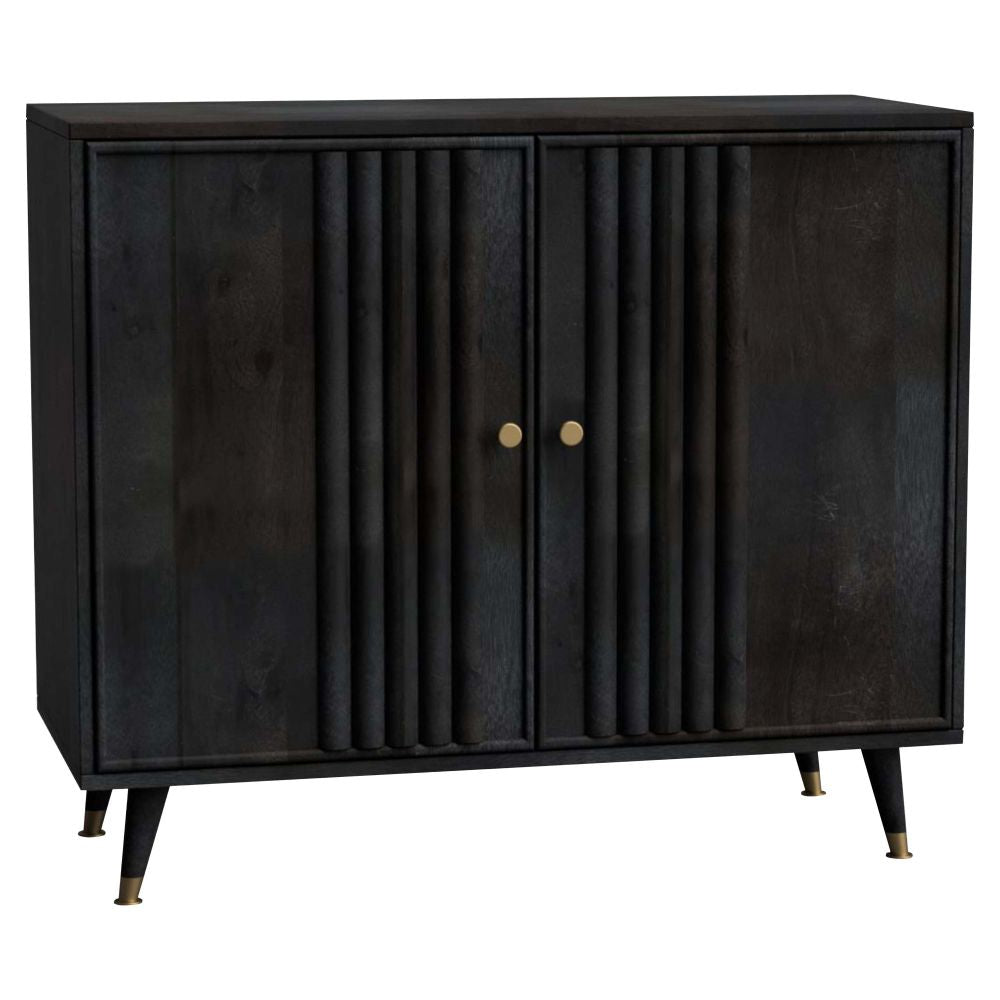 Vintage Charcoal black finish Finish Console Cabinet Made of Solid Wood for living room