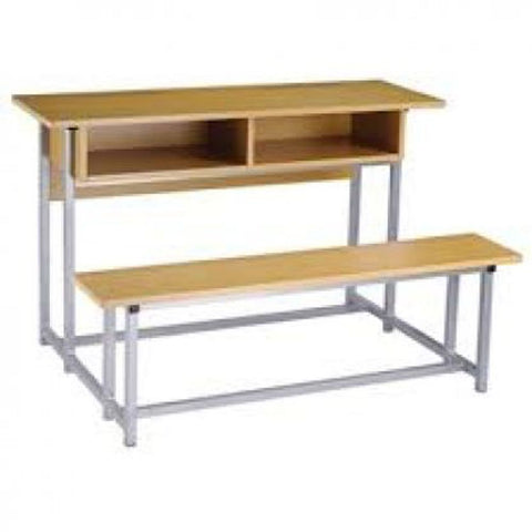Student Chair & Dual Desk in Metal Frame Wooden To For School Student