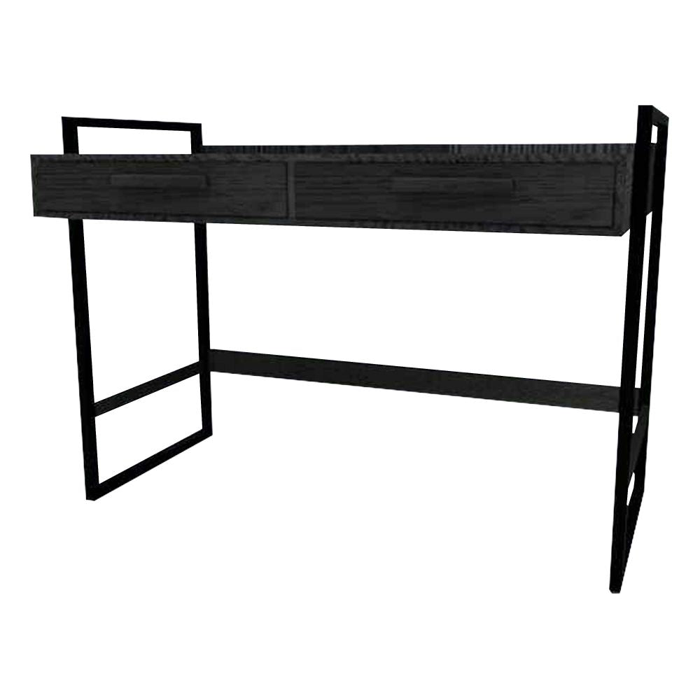 Black Table Metal Frame with Wood Veneer in American Walnut
