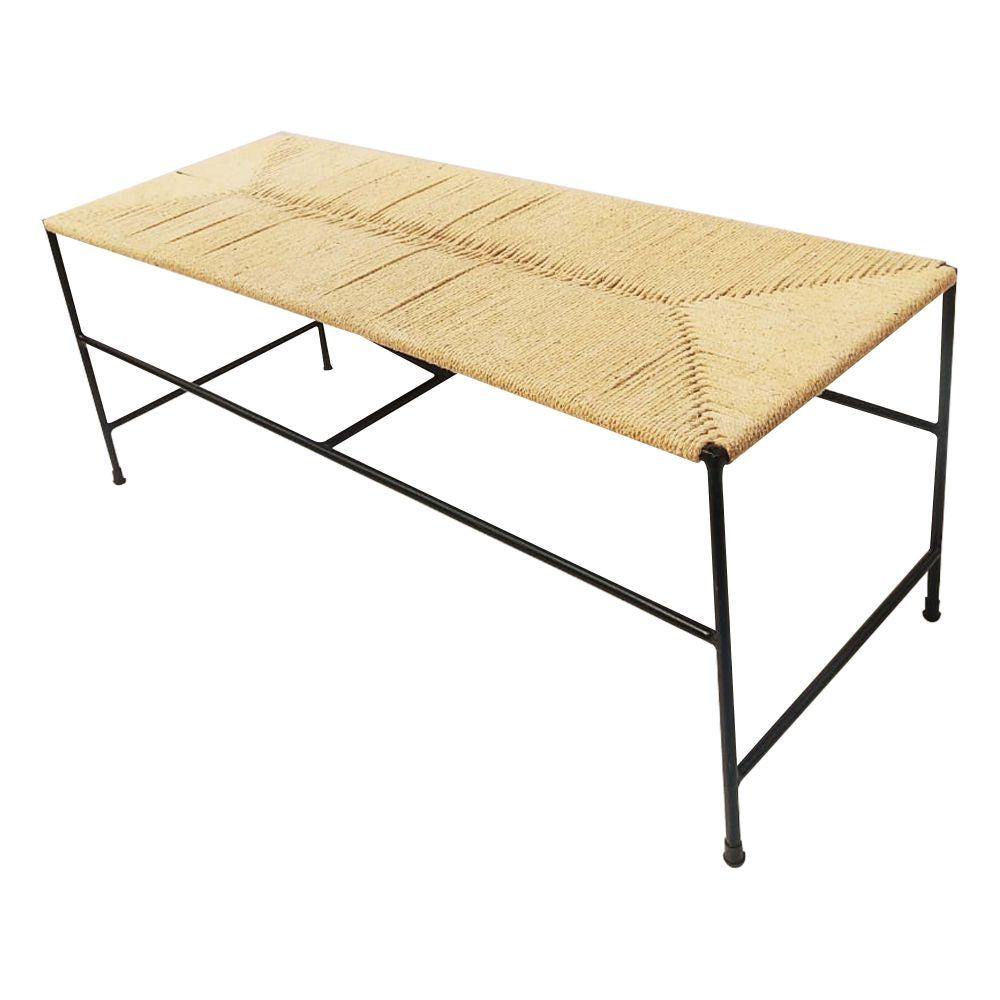 Jute Table in Metal Frame Legs