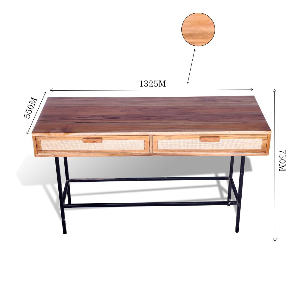 Sagwan Wood in vintage design hall & console table rattan cane table for studyroom