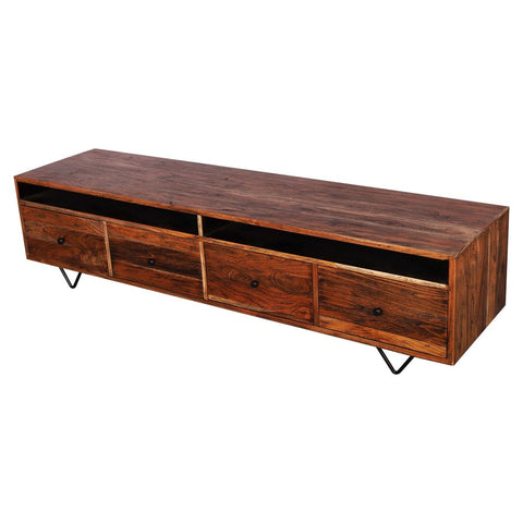 Sagwan Wood T.v Unit Cabinet Media Console For Living Room black finish