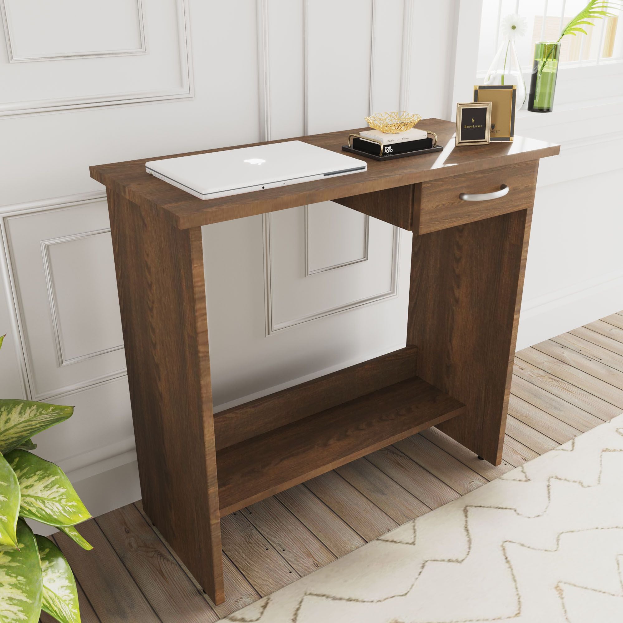 Study Wooden Computer Table Engineered Wood Study Table Walnut Finish  Work from home desk.