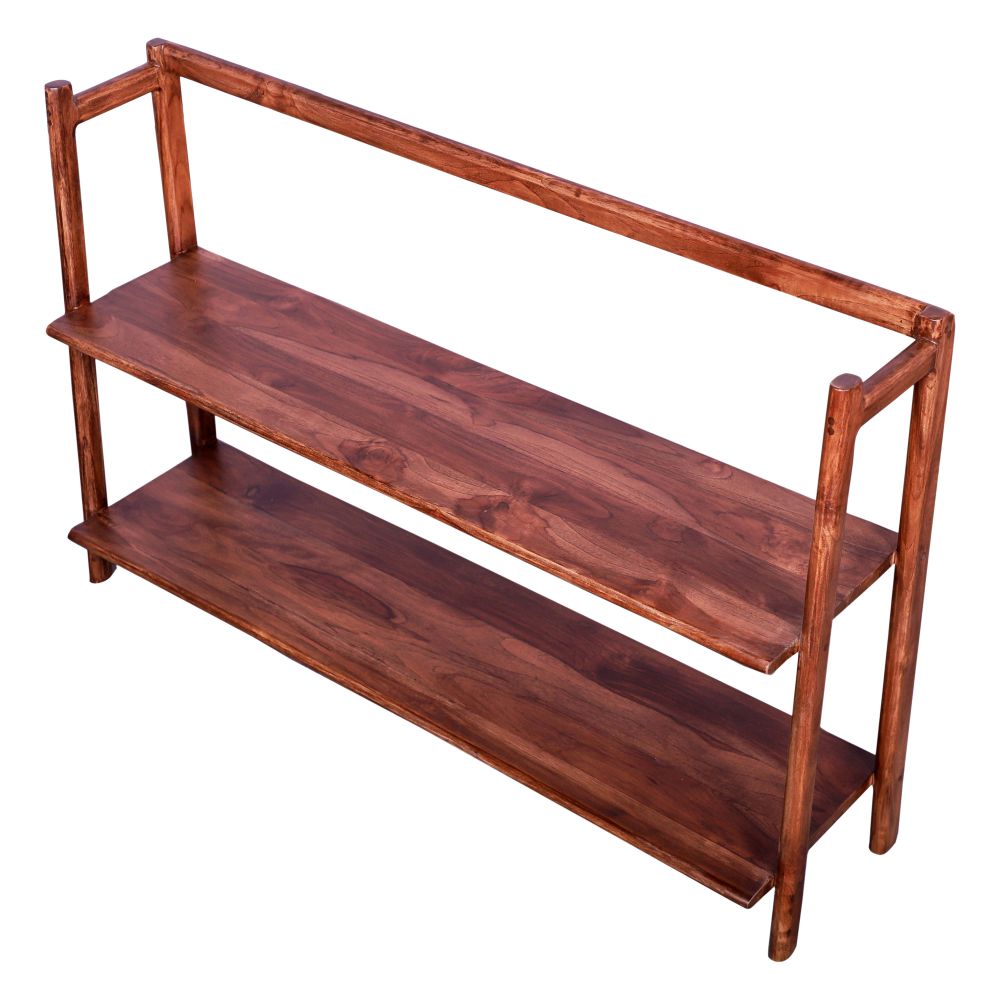 Solid Wood Open Book Shelf Teak Finish