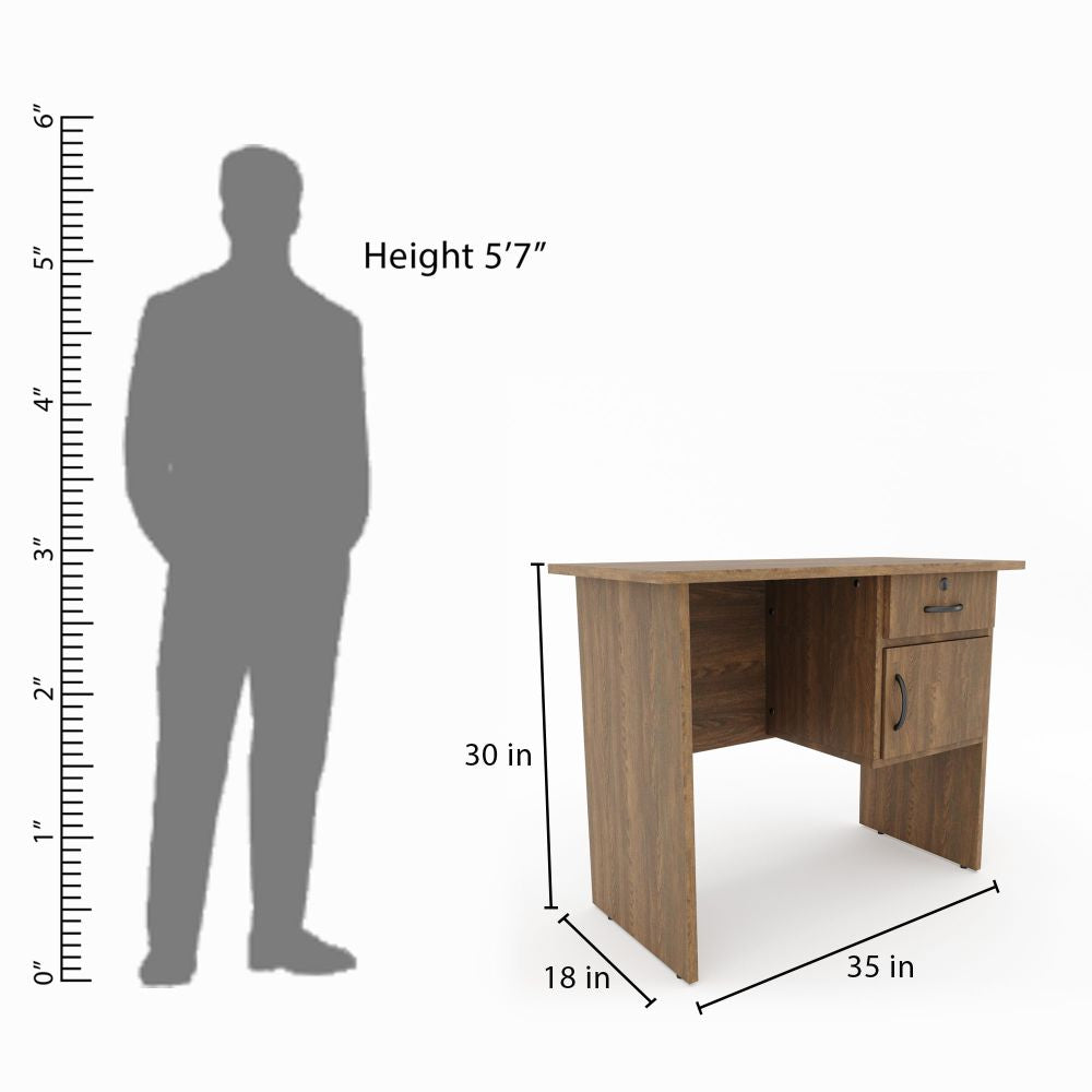 Wooden Computer Table Engineered Wood Study Table Teak Finish For Livingroom/StudyRoom
