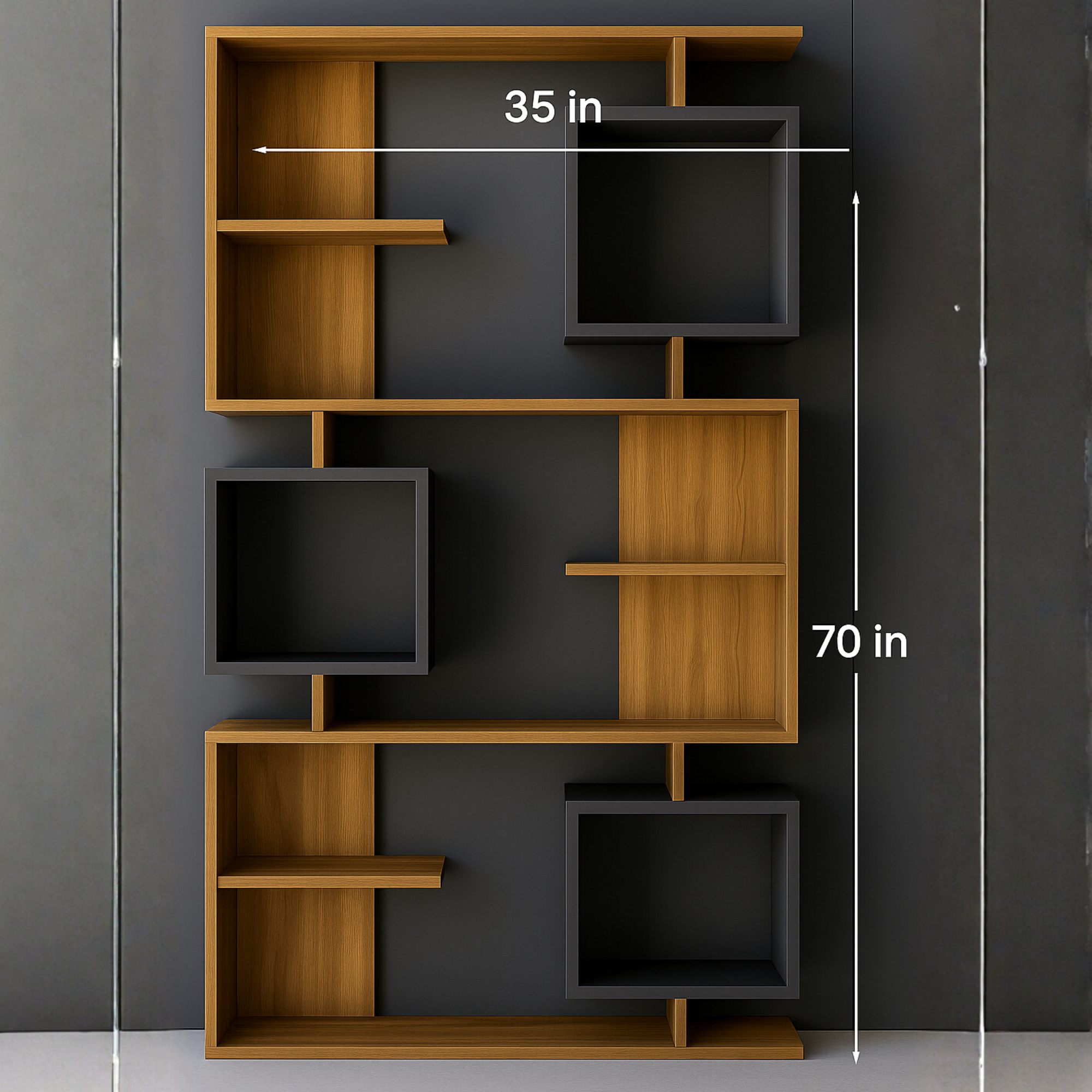 Solid Wood Bookshelf with Storage Cabinet | Modern Open Display Rack | Theom Living