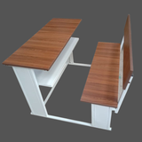 Dual Desk For School Students In Metal Frame Wooden Top