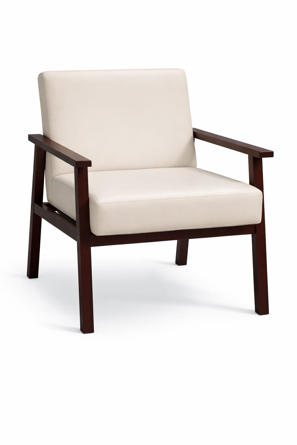 Contemporary Wooden Lounge Armchair with Upholstered Cushion – Elegant Minimal Design