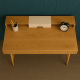 Mid-Century Ribbed Wooden Study Desk Collection