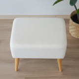Minimal Rectangular Ottoman Stool | Black Fabric with Wooden Legs | Theom Living