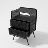 Metal Mesh Bedside Table | 2-Drawer Industrial Nightstand | SRK Modular Furniture