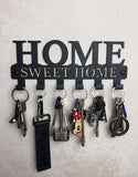 “Home Sweet Home” Wall Key Holder | 6-Hook Metal Key Organizer | Theom Living