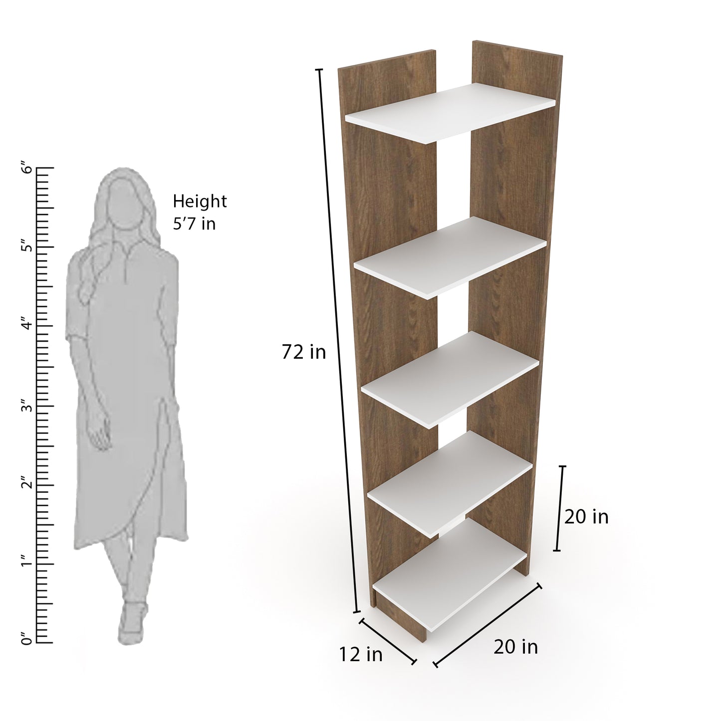 Simplistic design Engineered Wood Semi-Open Book Shelf Teak Finish