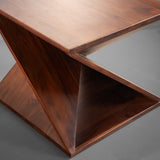 Solid Sheesham Wood Z-Shaped Side Table  Modern Wooden End Table for Living Room & Bedroom
