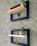 Modern Wall Key Holder Shelf Set | Dual Wooden & Metal Frame Key Organizer | Theom Living