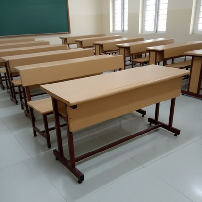 Dual Seater Classroom Desk & Bench | Institutional School Furniture | SRK Modular Furniture