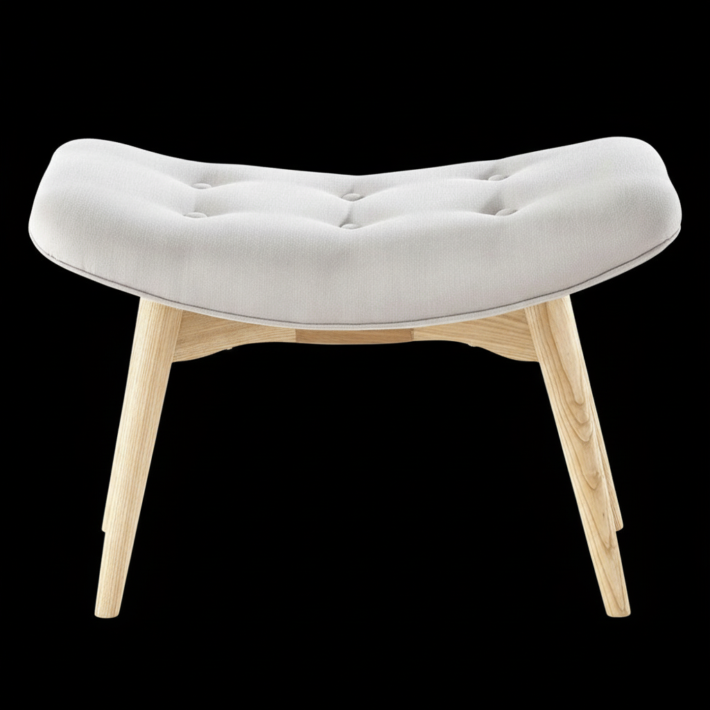 Curved Black Ottoman Stool | Modern Lounge Footrest | Theom Living