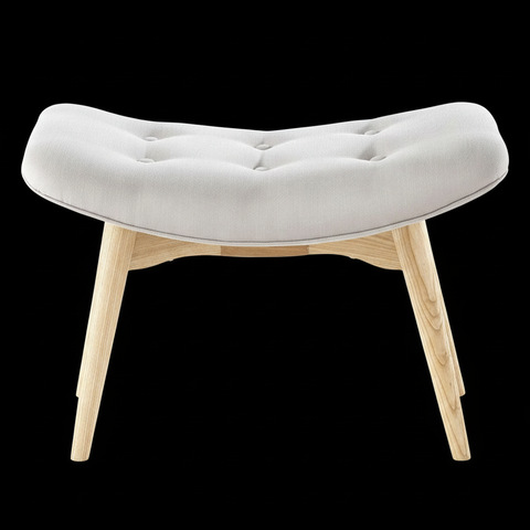 Curved Black Ottoman Stool | Modern Lounge Footrest | Theom Living