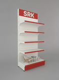 SRK Branded Retail Display Rack | 5-Tier Metal Gondola Shelf Unit | Modular Retail Fixture