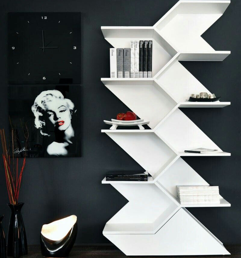 The Zyra Z-Frame Modern Wall Bookshelf | Designer Display Rack in Matte Black Finish