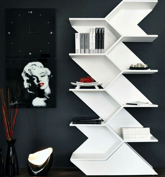 The Zyra Z-Frame Modern Wall Bookshelf | Designer Display Rack in Matte Black Finish