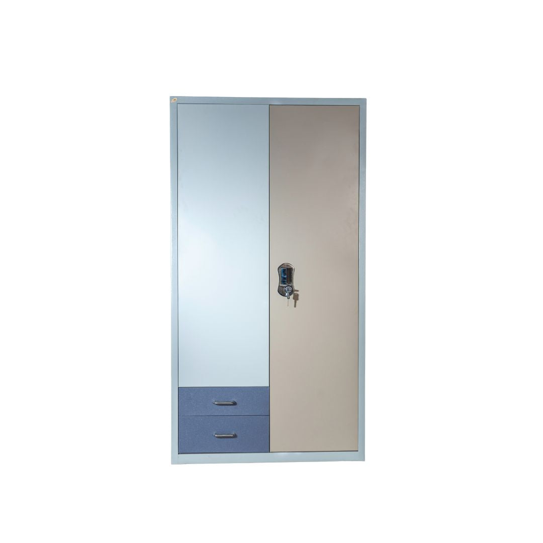 Industrial Metal Storage Locker | 2-Door Steel Almirah with Drawers | SRK Modular Furniture
