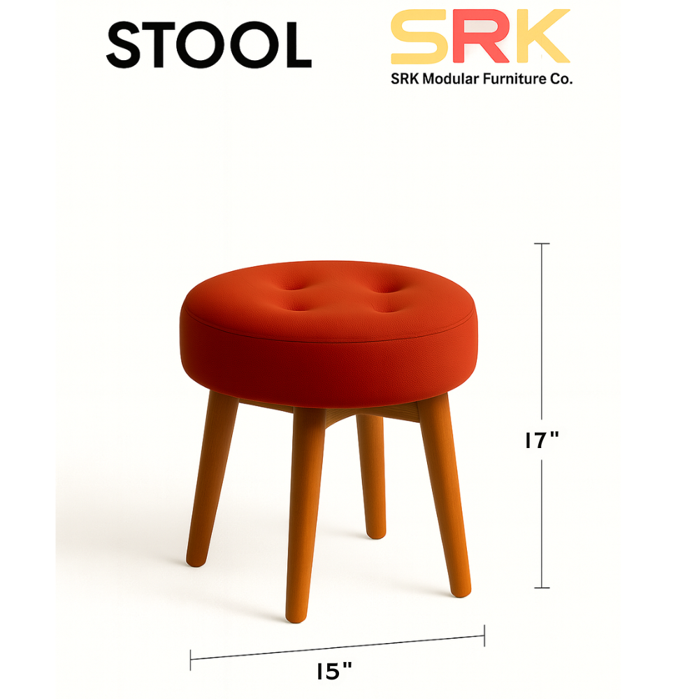 Modern Round Upholstered Ottoman Stool | Multi-Color Seating Pouf | Theom Living